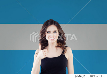 Love Argentina concept with happy brunette woman 48932816
