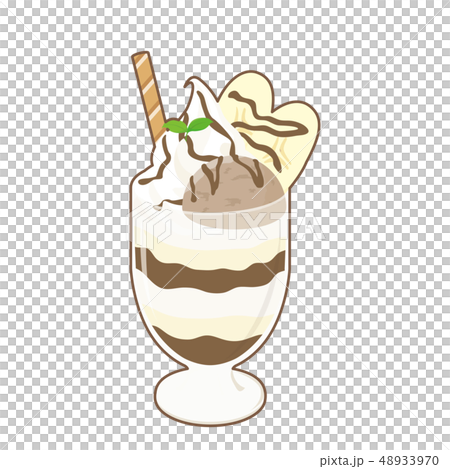 バナナチョコレートパフェ フチありのイラスト素材