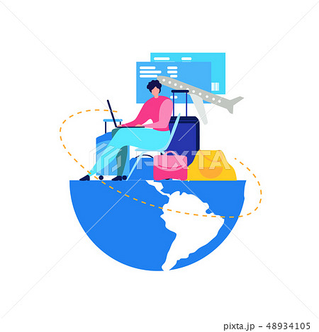 Booking Flight Tickets Online Flat Vector Concept Booking Flight Tickets Online Flat Vector Concept 48934105