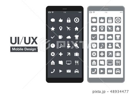 スマートフォンUI/UXシンプルモックデザインのベクターイラストレーション 48934477