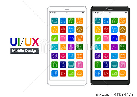 スマートフォンUI/UXシンプルモックデザインのベクターイラストレーション 48934478