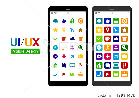 スマートフォンUI/UXシンプルモックデザインのベクターイラストレーション 48934479