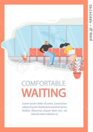 Airport Waiting Area Flat Vector Promotion Poster Airport Waiting Area Flat Vector Promotion Poster 48934740
