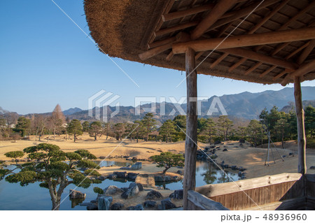 楽山園 腰掛茶屋からの眺め 日本庭園 群馬県甘楽町 楽山園 腰掛茶屋からの眺め 日本庭園 群馬県甘楽町 48936960