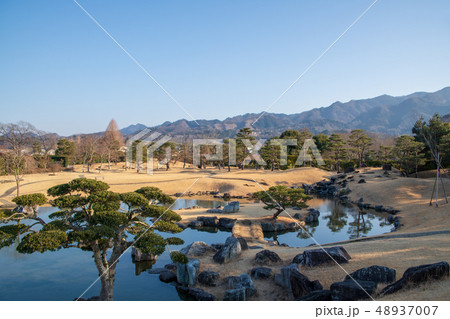楽山園　昆明池　日本庭園　群馬県甘楽町　 48937007