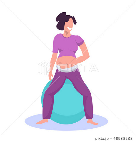 young pregnant woman sitting on gymnastic ball girl exercises with fitball working out fitness young pregnant woman sitting on gymnastic ball girl exercises with fitball working out fitness 48938238
