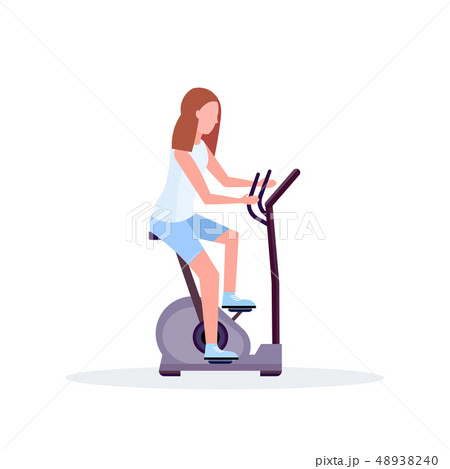 woman training exercise bike sportswoman riding stationary bicycle girl doing spinning sport 48938240