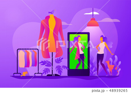 Virtual fitting room vector concept vector illustration. 48939265