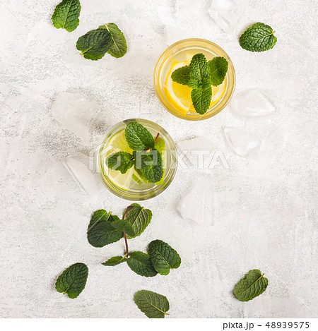 Refreshing Lemonade or Mojito cocktail with mint 48939575