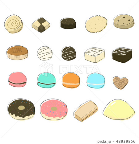 スイーツ19個セット 素材ベタ塗 スイーツ19個セット 素材ベタ塗 48939856