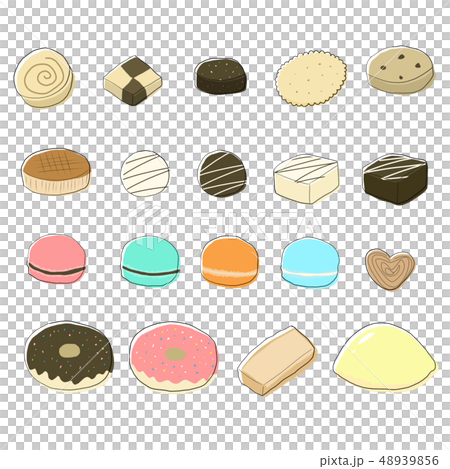 スイーツ19個セット 素材ベタ塗 スイーツ19個セット 素材ベタ塗 48939856
