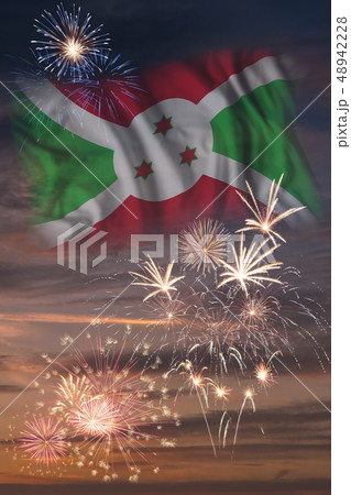 Fireworks and flag of Burundi Fireworks and flag of Burundi 48942228