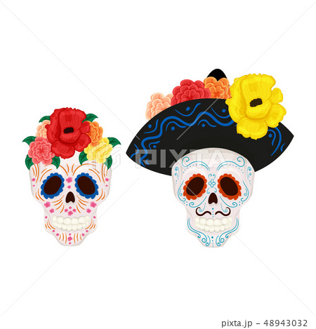 Cartoon Mexican sugar skull illustration for Day of the Dead 48943032