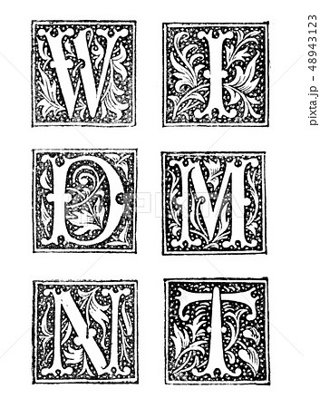 アンティーク風アルファベット装飾文字のイラスト素材