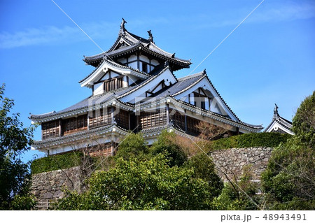 春の福知山城 天守閣と石垣 春の福知山城 天守閣と石垣 48943491