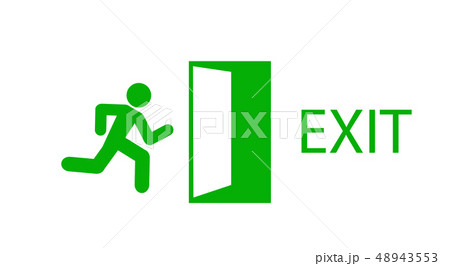 Green exit emergency sign Green exit emergency sign 48943553
