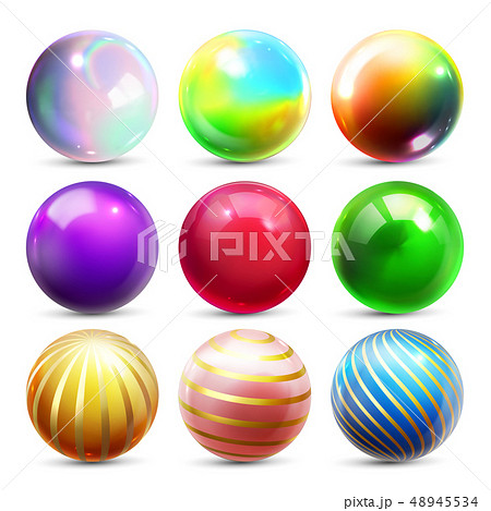 Shine Sphere Set Vector. Orb Shining Ball. Glowing Metal Or Plastic Abstract Circle. Glossy Shine 48945534