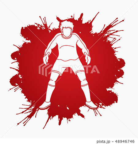 Goalkeeper action, prepare catches the ball vector Goalkeeper action, prepare catches the ball vector 48946746
