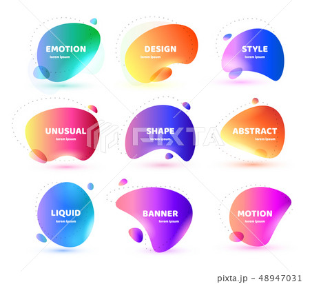 Set of Modern abstract vector banner. Flat geometric colorful liquid shape. Colored design template Set of Modern abstract vector banner. Flat geometric colorful liquid shape. Colored design template 48947031