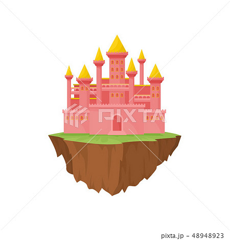 Island castle on white background. Vector illustration. 48948923
