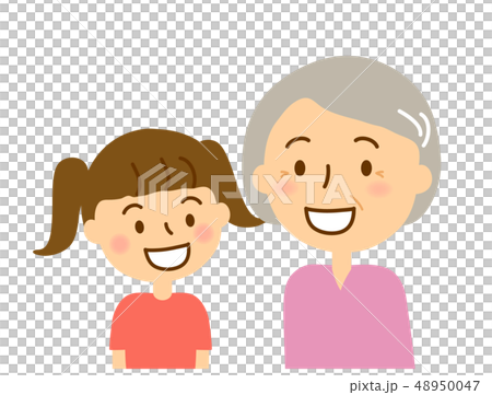 口臭シニア女性完治と孫女の子 口臭シニア女性完治と孫女の子 48950047