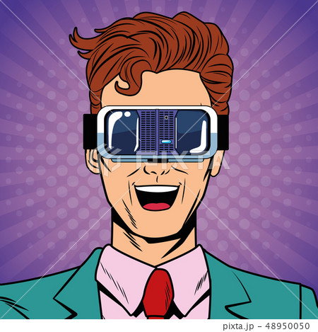 Businessman virtual reality pop art cartoon Businessman virtual reality pop art cartoon 48950050