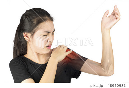 shoulder muscle injury white background shoulder p 48950981