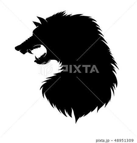 Silhouette Of Werewolf Head Fairtale Character のイラスト素材