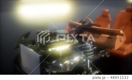 engine and other parts visible in car engine and other parts visible in car 48951532