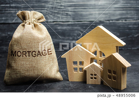 A bag with money and the word Mortgage  48955006