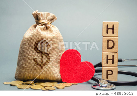 Wooden blocks with the word HDHP Wooden blocks with the word HDHP 48955015