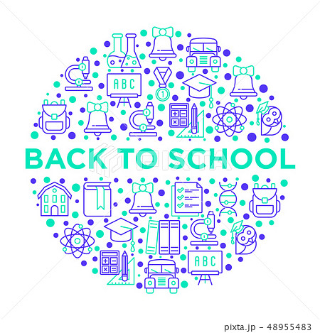 Back to school concept in circle with line icons 48955483