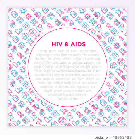 HIV and AIDs concept with thin line icons HIV and AIDs concept with thin line icons 48955489