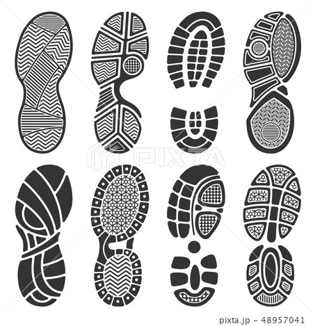 Isolated Footprint Vector Silhouettes Dirty のイラスト素材