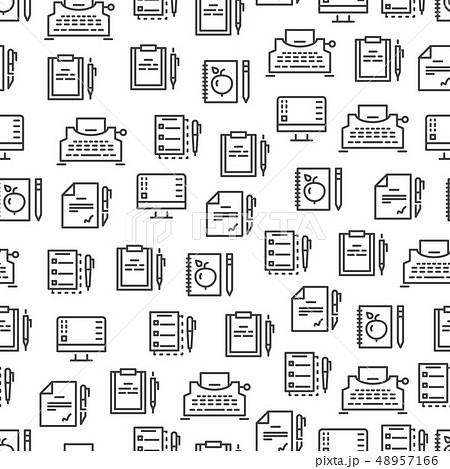 Writing tools line seamless pattern - creative background design Writing tools line seamless pattern - creative background design 48957166