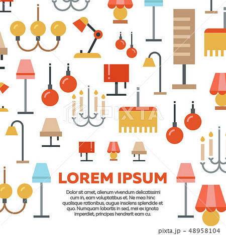 Lighting shop poster design with flat icons 48958104