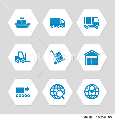 Logistic delivery and transportation icons set 48958109