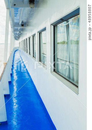 Open deck corridor of a cruise ship Open deck corridor of a cruise ship 48958807