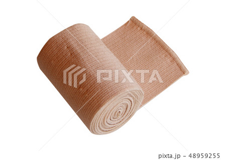 Brown roll elastic bandage isolated on white 48959255