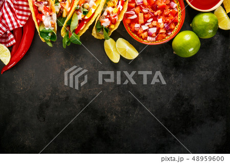 Tasty appetizing tacos with vegetables 48959600