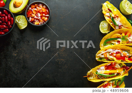 Tasty appetizing tacos with vegetables 48959606