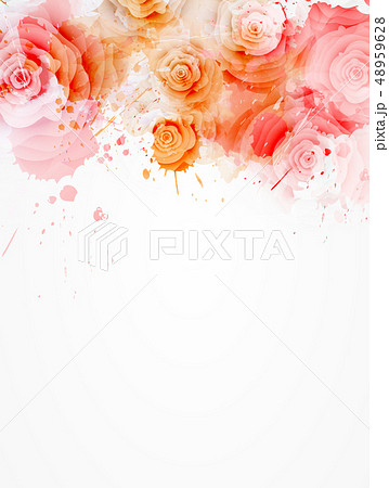 Watercolor background with roses 48959628