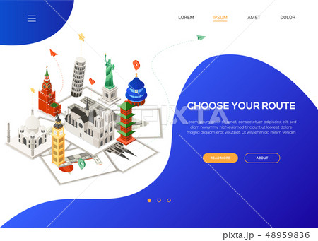 Choose your route - colorful isometric web banner Choose your route - colorful isometric web banner 48959836