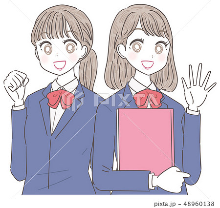 女子高生 高校生 進路のイラスト素材