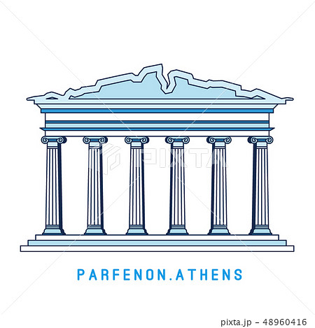 Line Art Parthenon Athens Greece European のイラスト素材