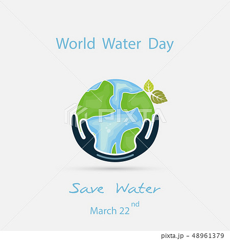 Water with world icon and human hand vector logo 48961379