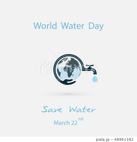 Water drop and water tap with human hand icon.Blue 48961382