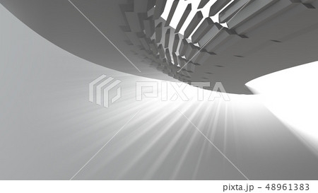 Abstract modern futuristic Architecture in shape of round tube tunnel With volume light. 3d Render 48961383