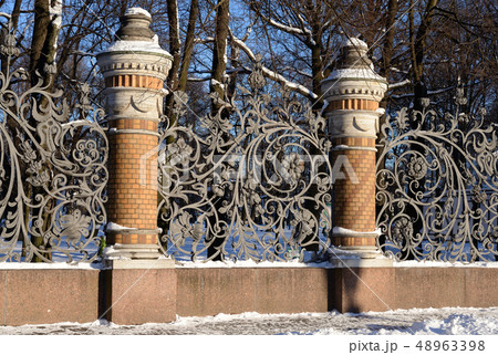 Fence of the Mikhailovsky Garden in St.Petersburg, Fence of the Mikhailovsky Garden in St.Petersburg, 48963398