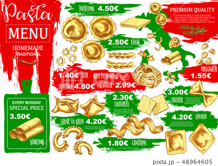 Homemade italian pasta types menu 48964605